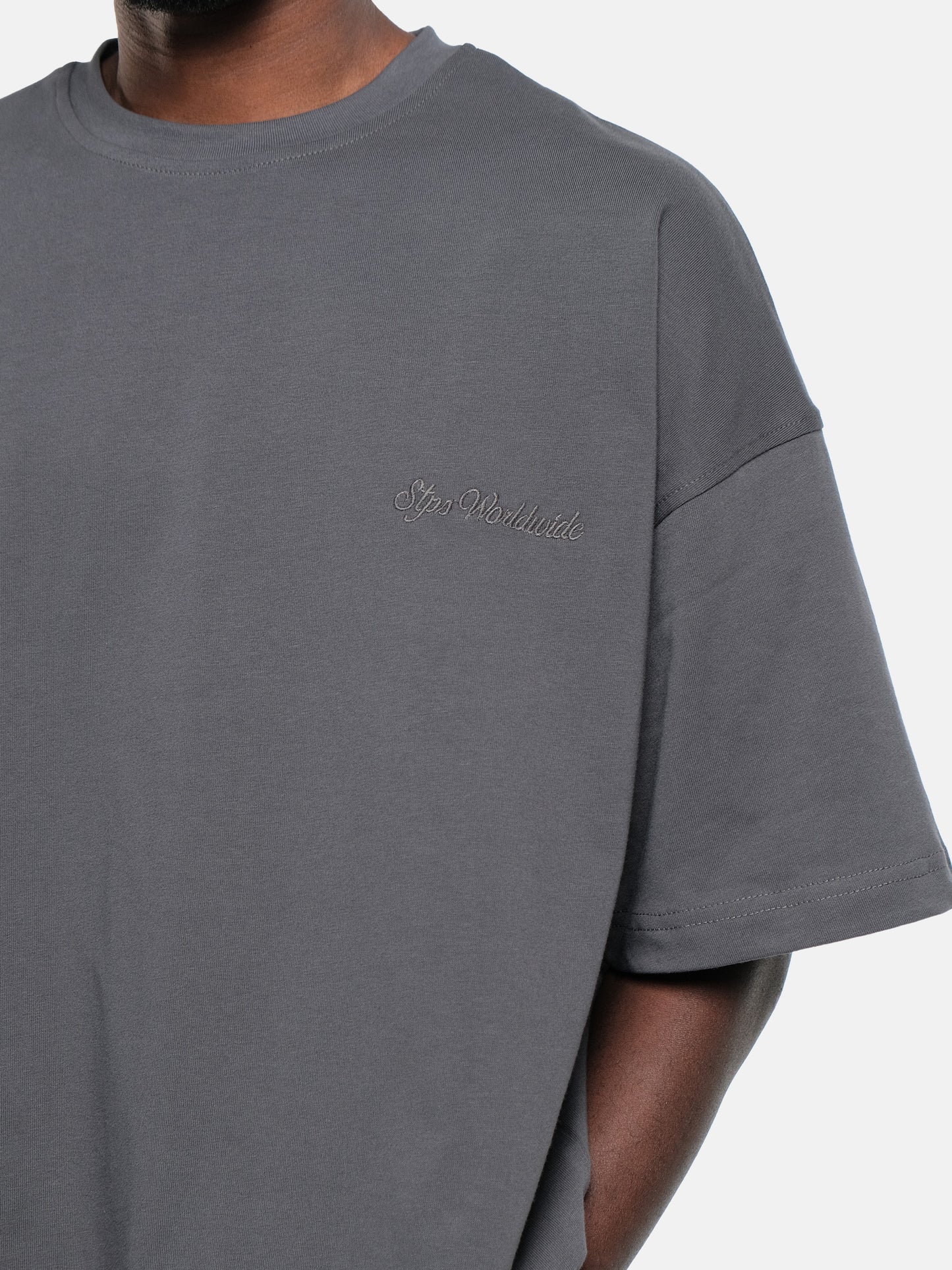 CHARCOAL WORLDWIDE EMBROIDERED T-SHIRT