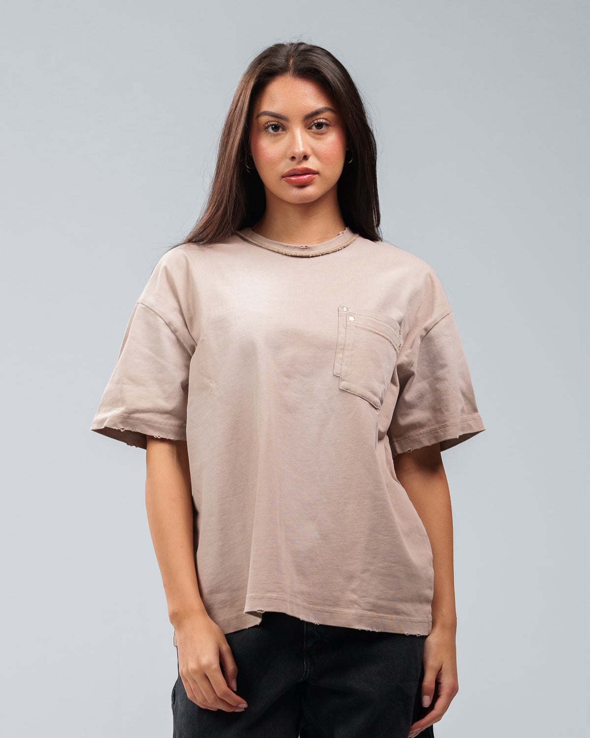 STONE WASHED DOUBLE POCKET T-SHIRT