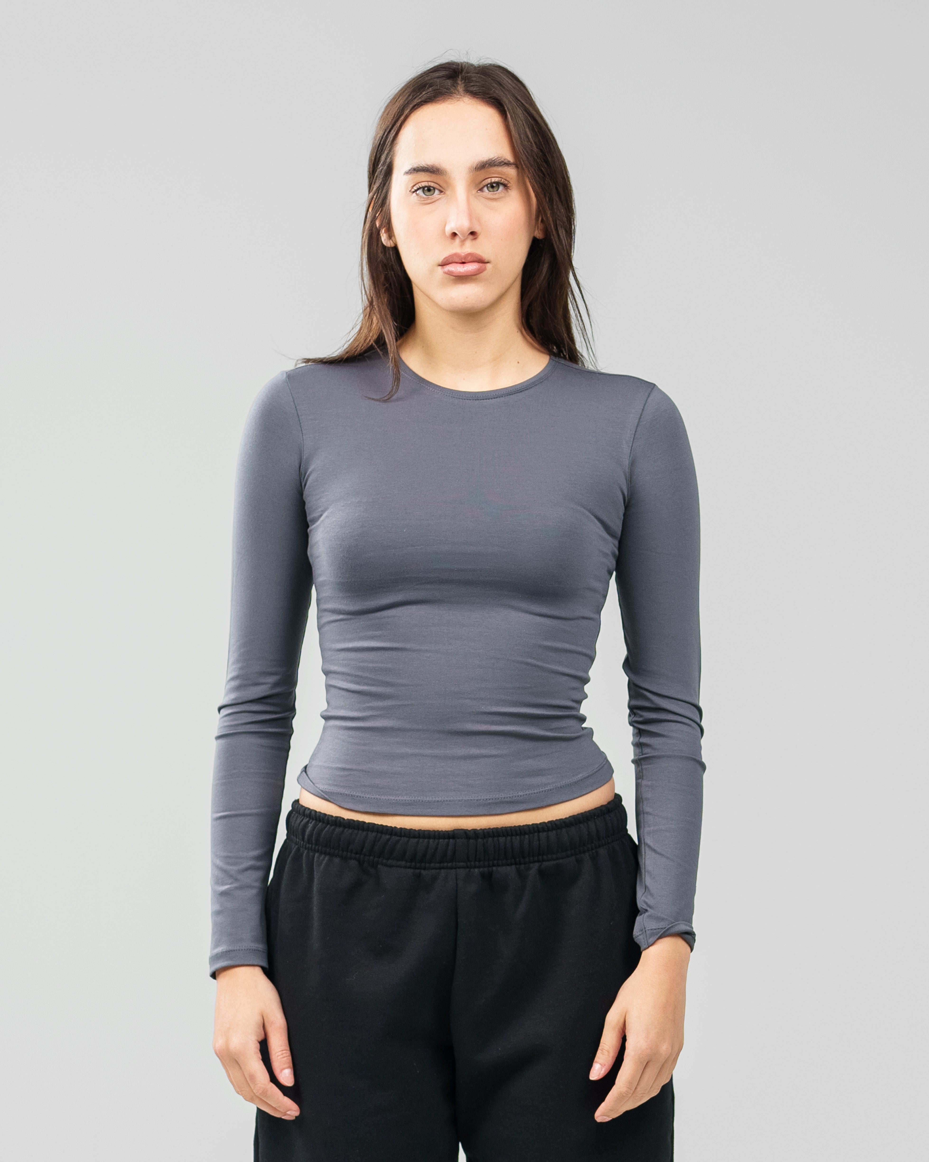 CHARCOAL GREY LONG SLEEVE TOP