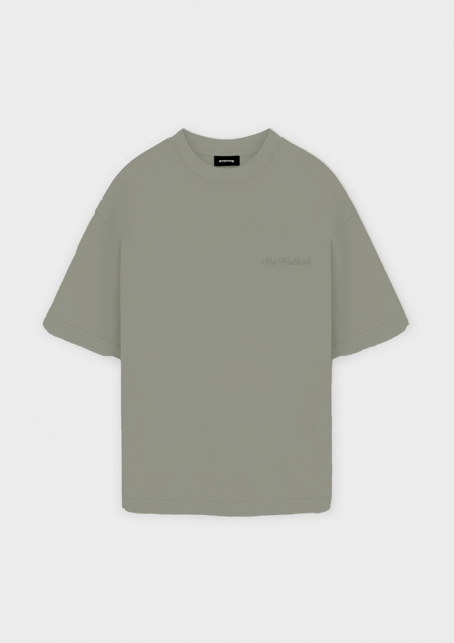 SAGE GREEN WORLDWIDE EMBROIDERED T-SHIRT