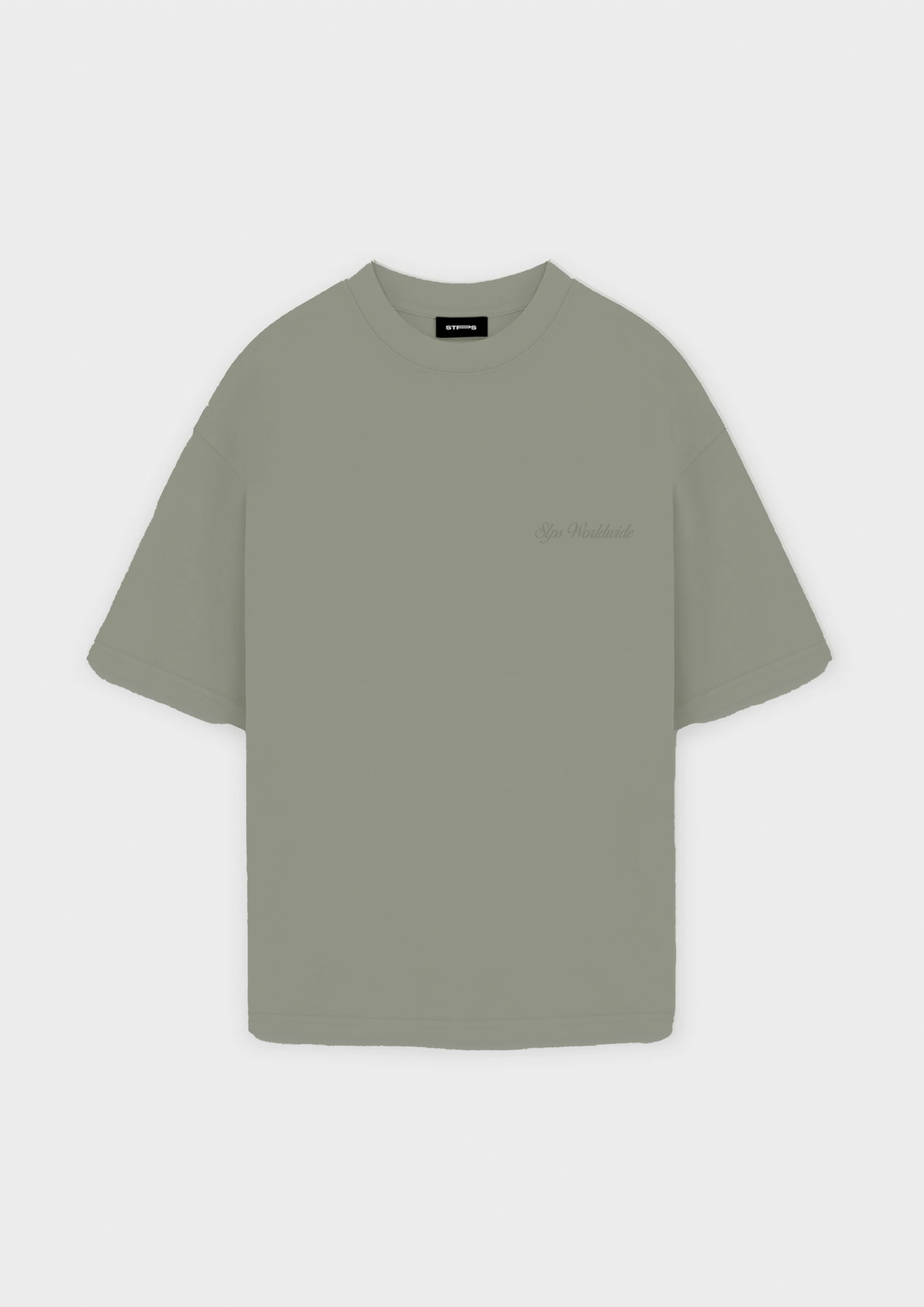 SAGE GREEN WORLDWIDE EMBROIDERED T-SHIRT