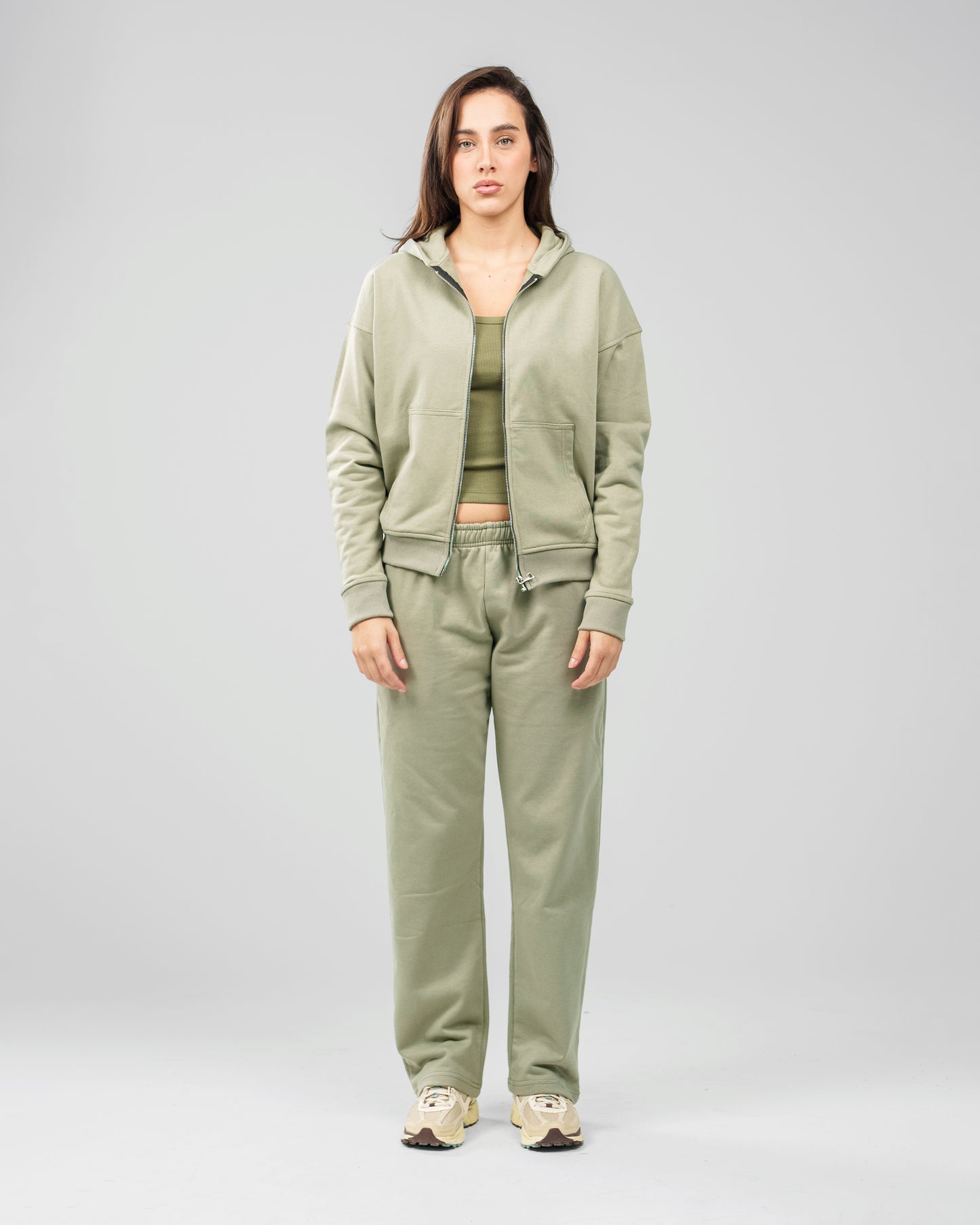 SOFT OLIVE GREEN ZIP UP