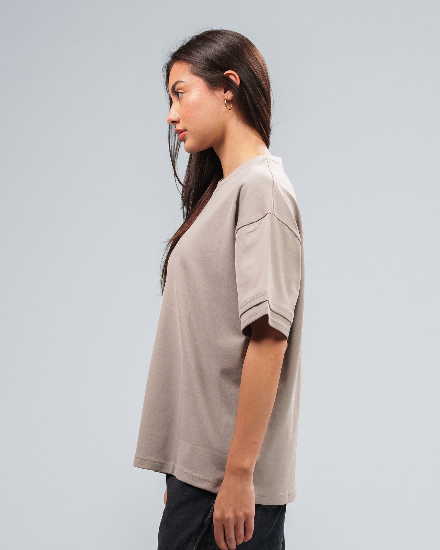 PEBBLE GREY DOUBLE SLEEVE T-SHIRT