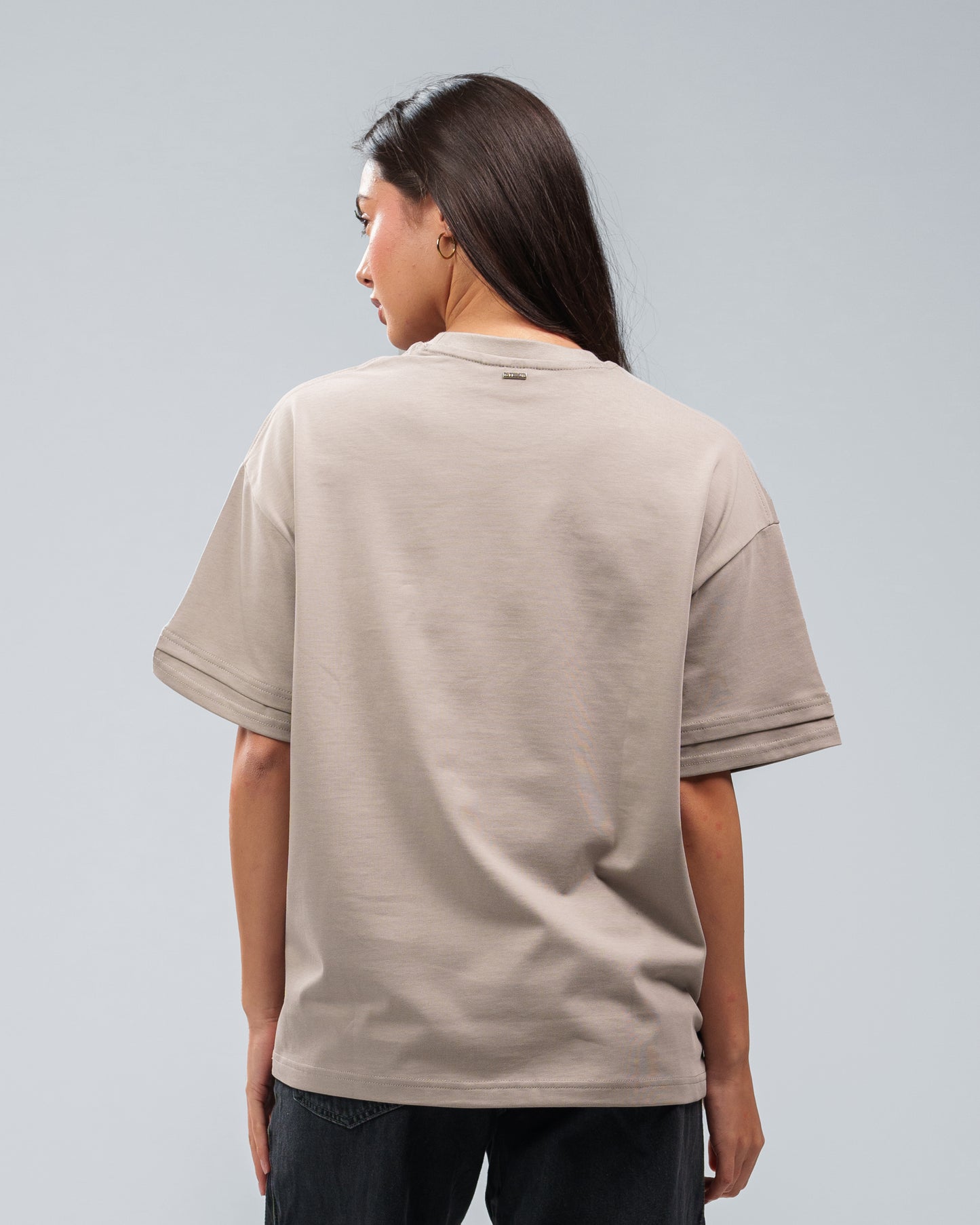 PEBBLE GREY DOUBLE SLEEVE T-SHIRT