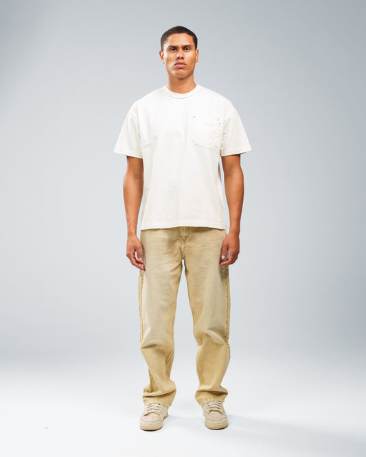 STONE WASHED SAND UTILITY BAGGY JEANS