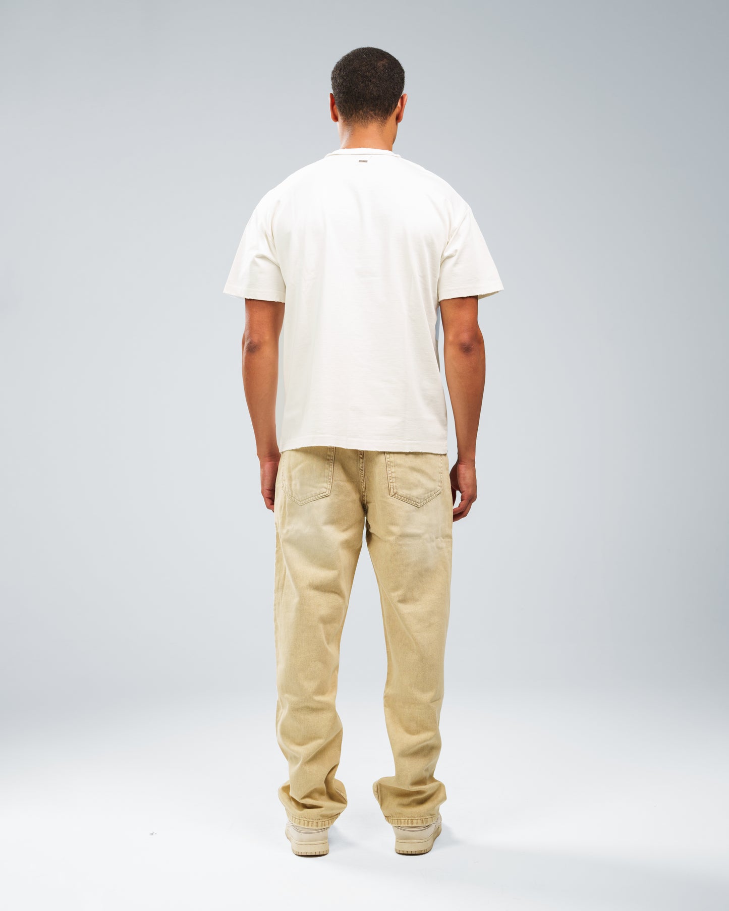 STONE WASHED SAND UTILITY BAGGY JEANS