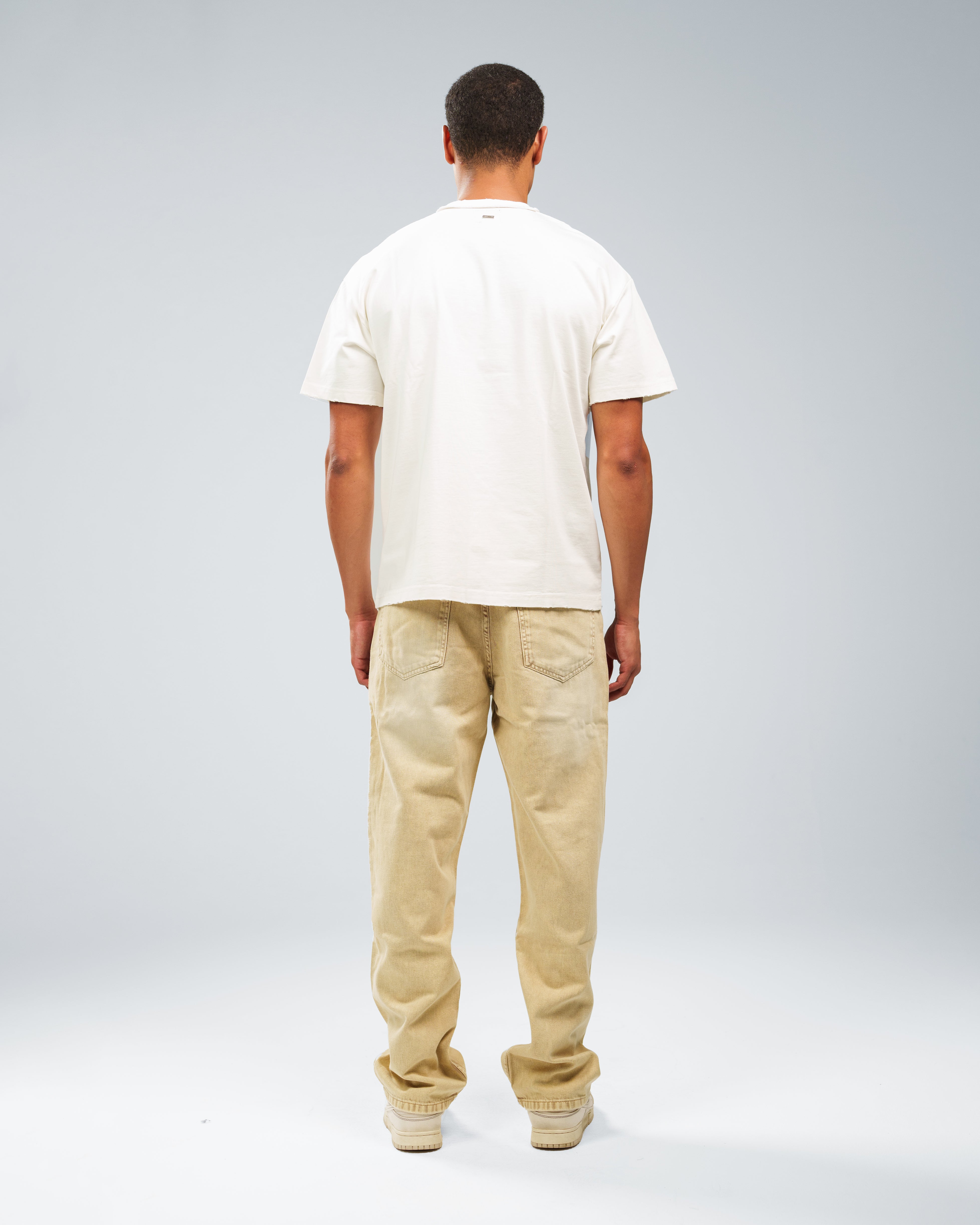 STONE WASHED SAND UTILITY BAGGY JEANS