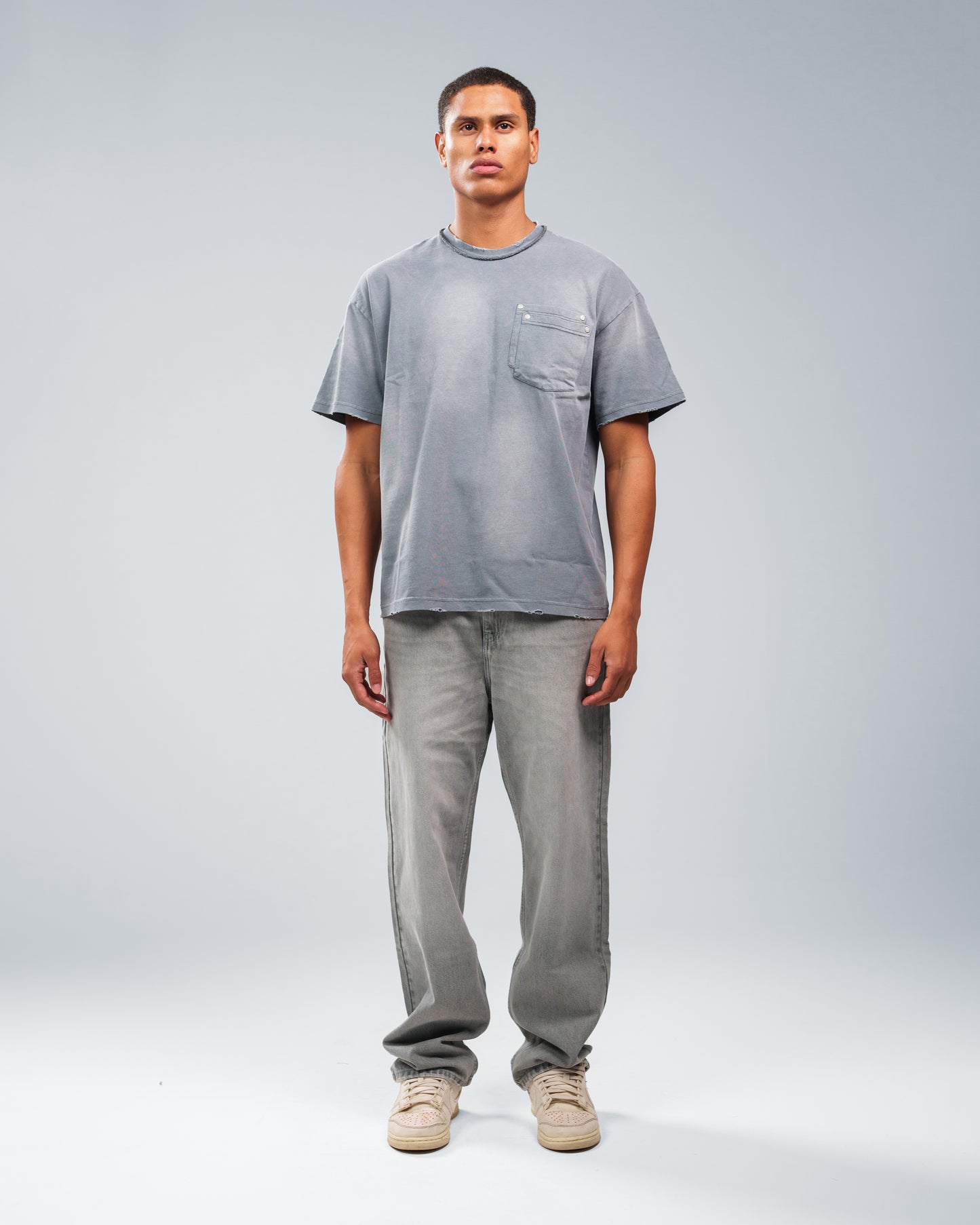 SMOKED GREY UTILITY BAGGY JEANS