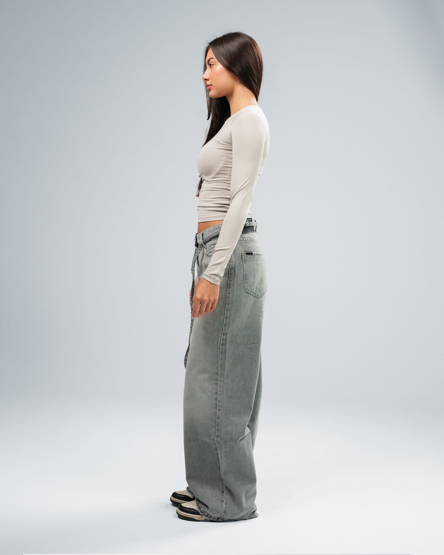 SMOKED GREY DRAWSTRING ULTRA BAGGY JEANS