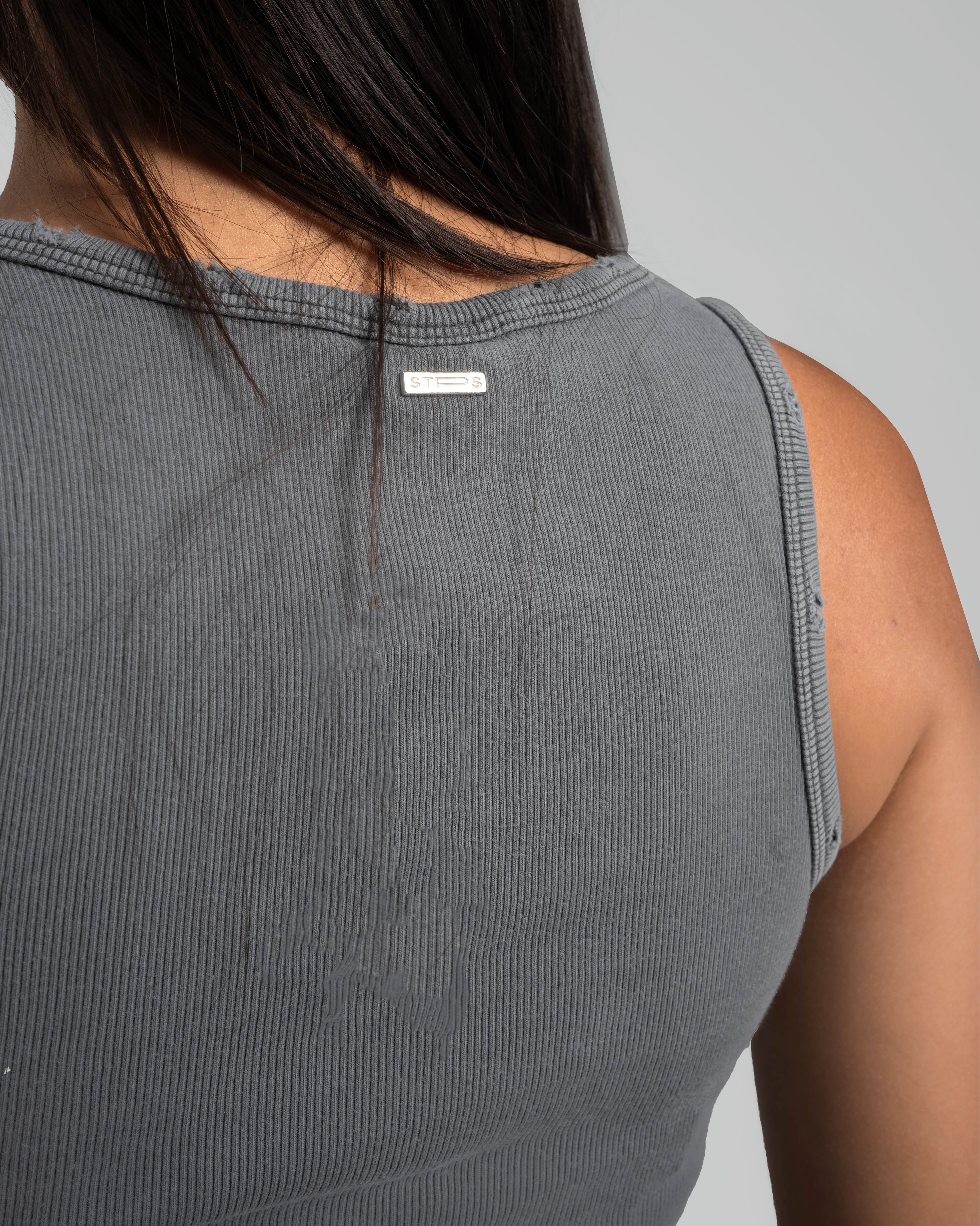 CHARCOAL DISTRESSED TANK TOP