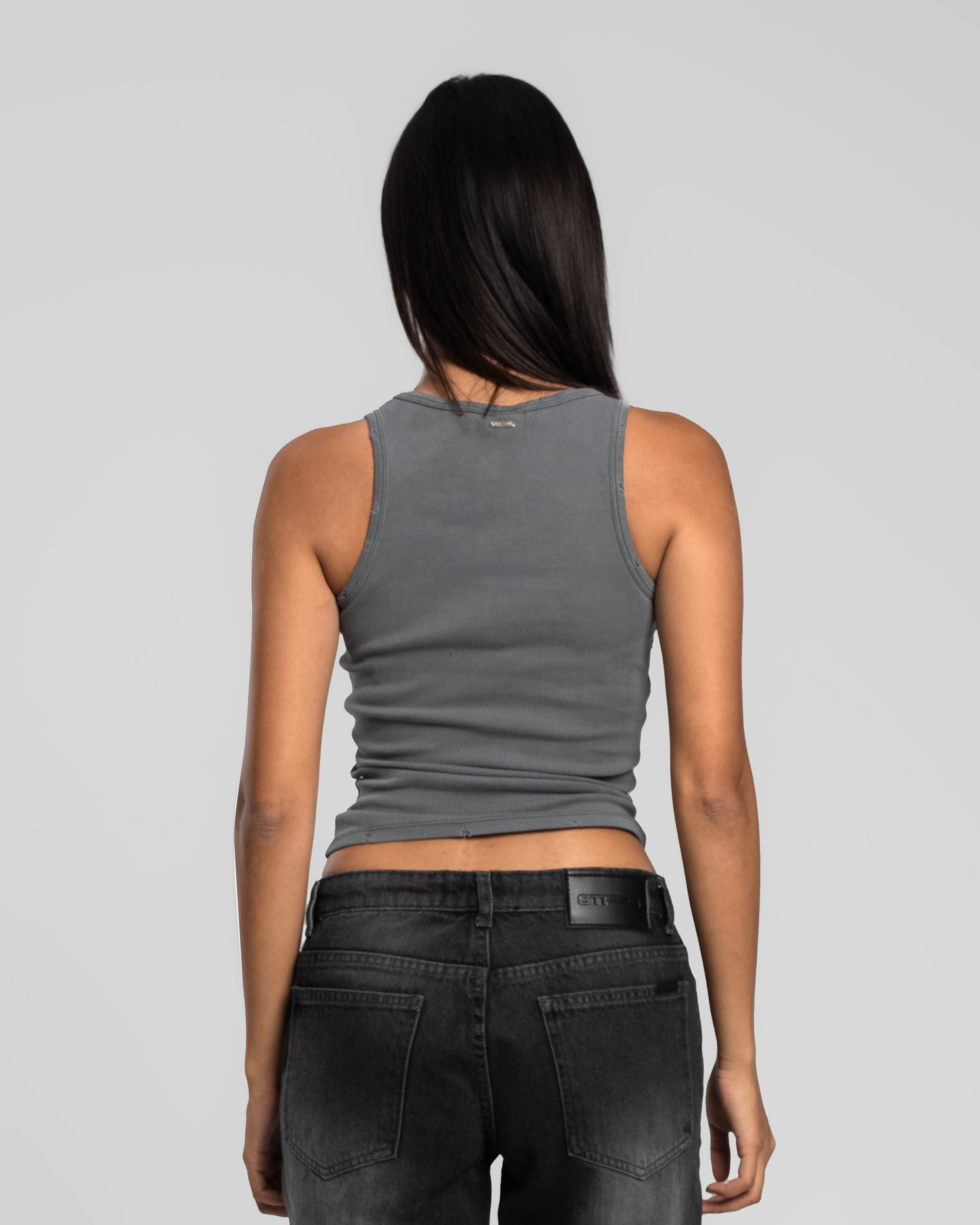 CHARCOAL DISTRESSED TANK TOP