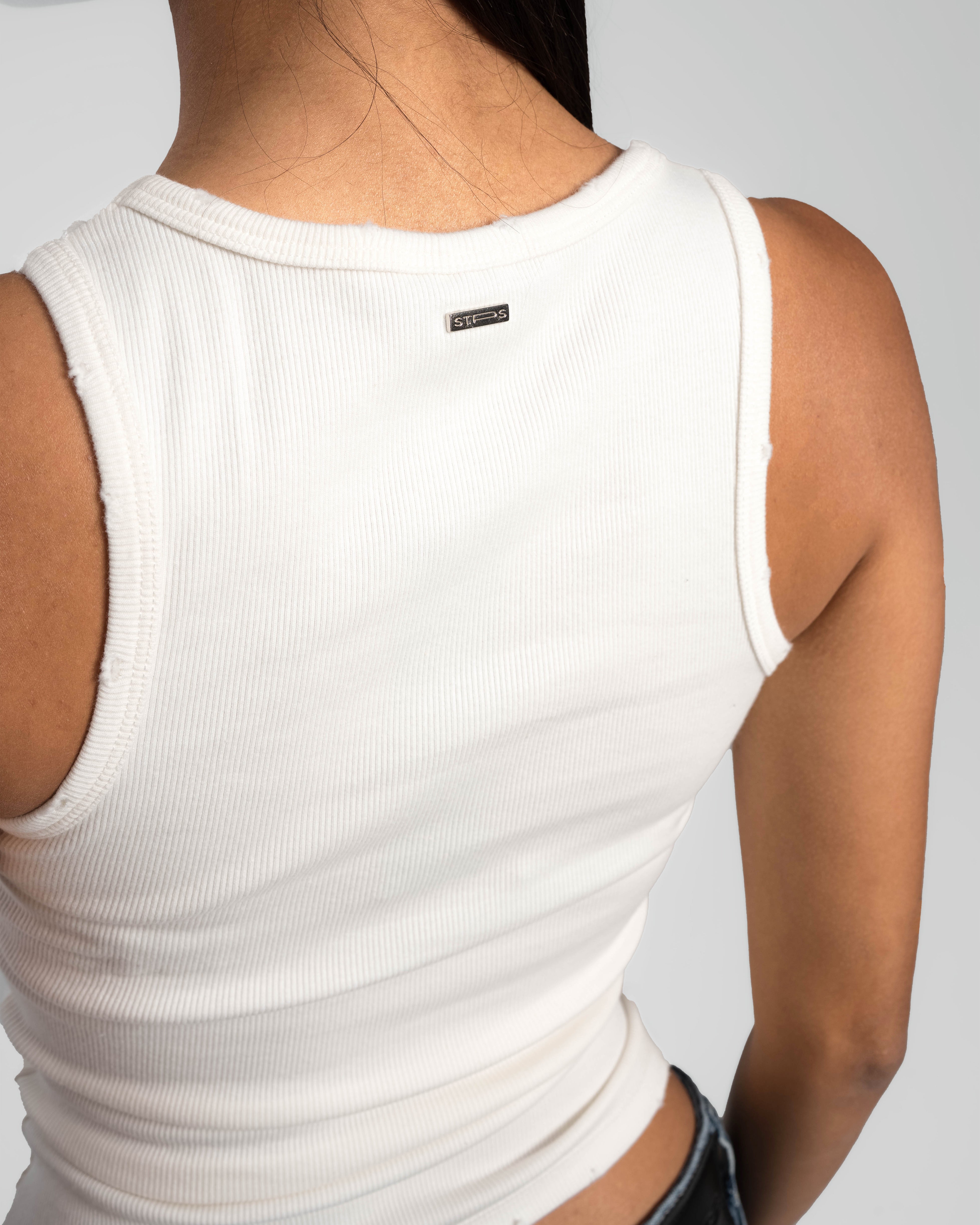 OFF-WHITE DISTRESSED TANK TOP