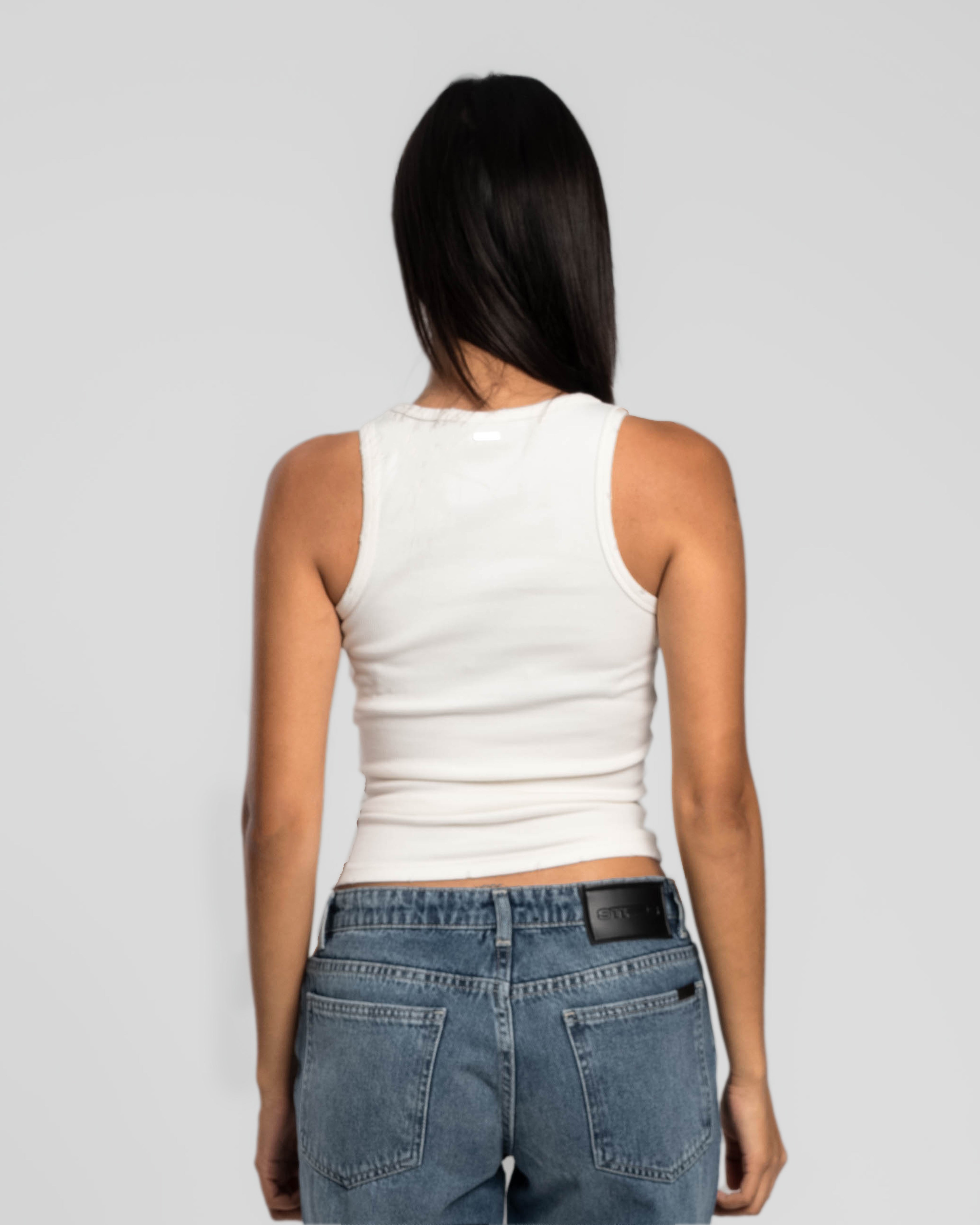 OFF-WHITE DISTRESSED TANK TOP
