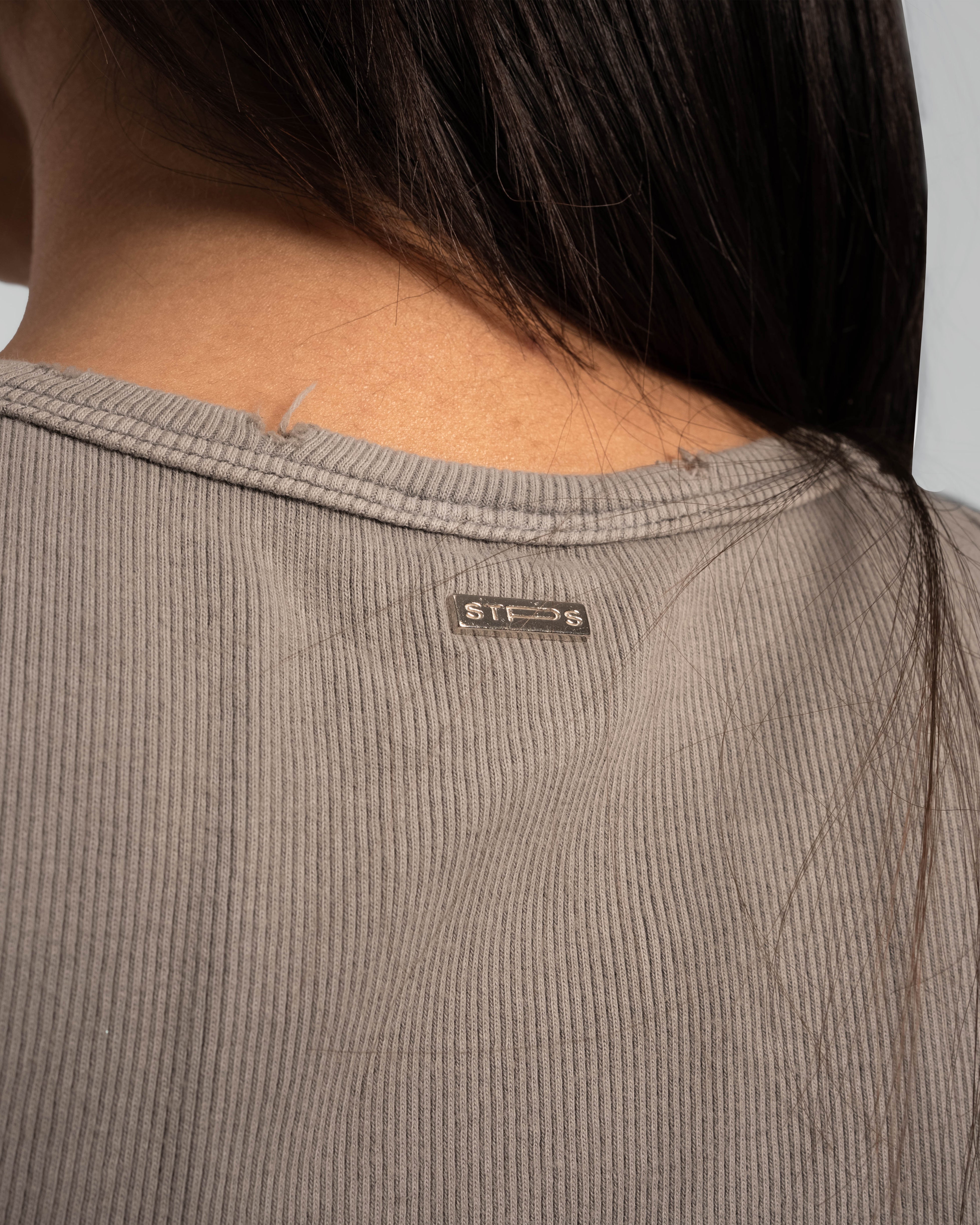 TAUPE BROWN DISTRESSED TANK TOP