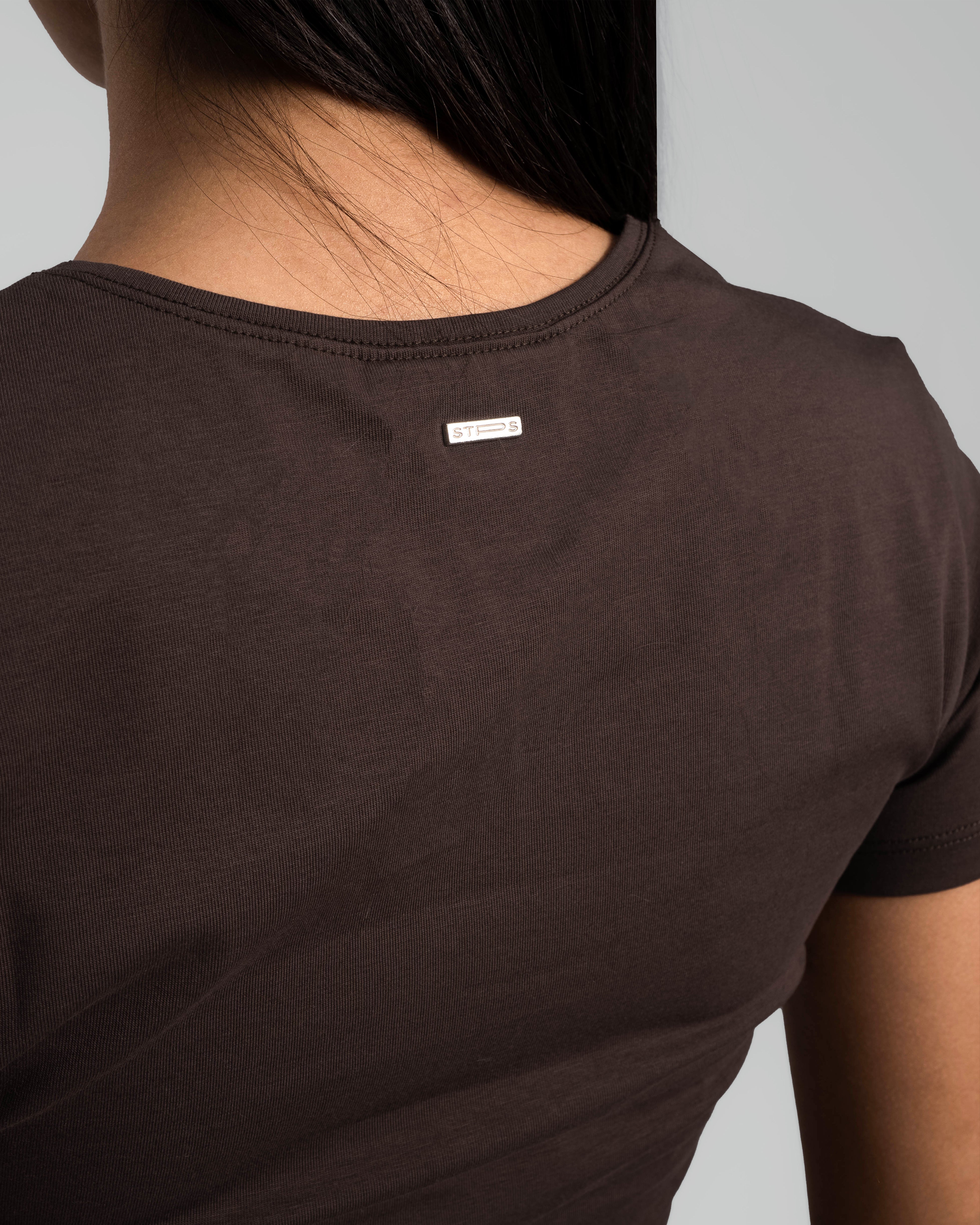 ESPRESSO BROWN SHORT SLEEVE TOP