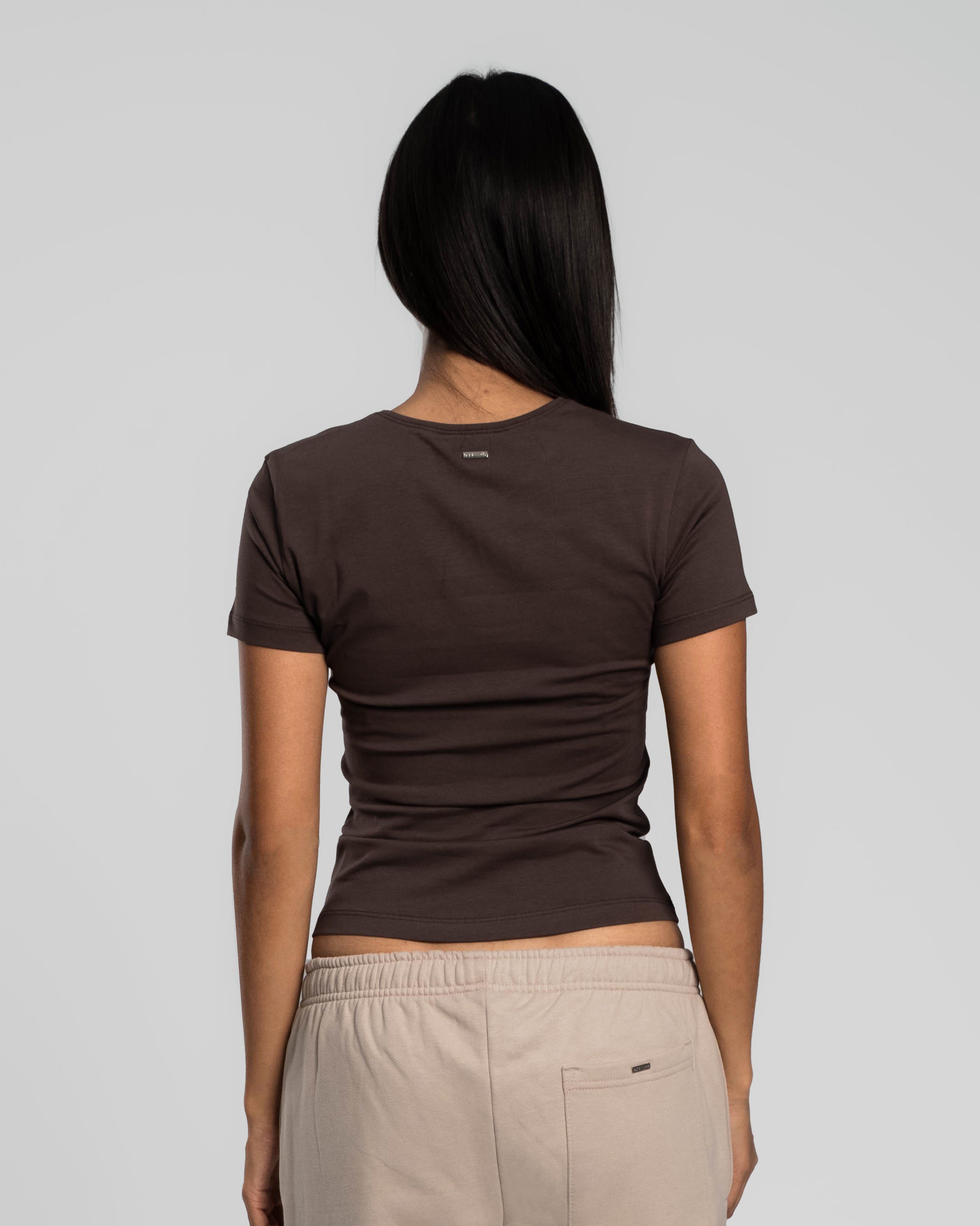ESPRESSO BROWN SHORT SLEEVE TOP