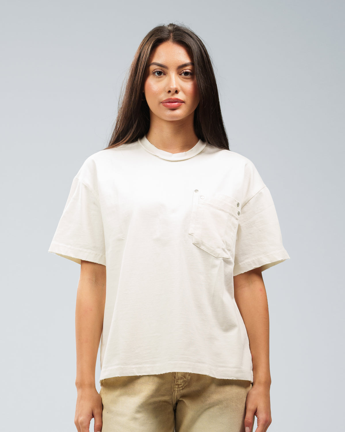 STONE WASHED DOUBLE POCKET T-SHIRT